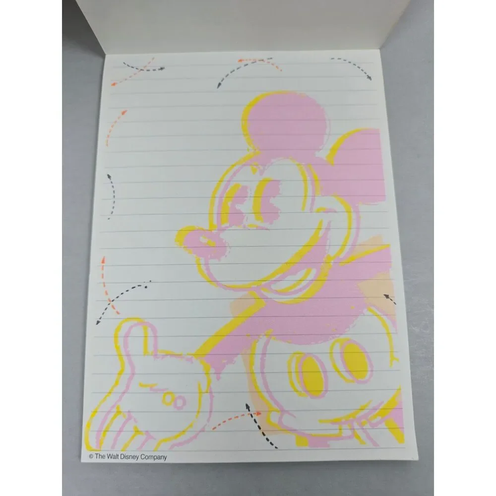 Vintage Mickey Mouse Mead Disney Electric Stationery Pad Neon Pop Art  90s